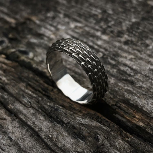 Handcrafted 925 Silver Dragon Scale Ring