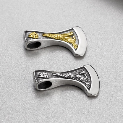 Viking Axe With Wolf And Raven Necklace