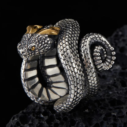 Retro Punk Snake Jormungandr Ring