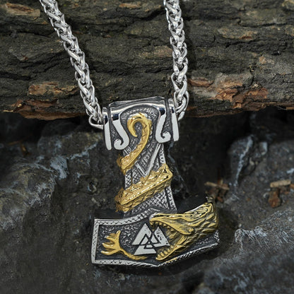 Norse Dragon Bite Valknut Necklace