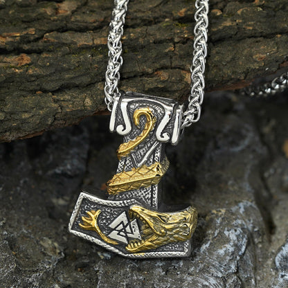 Norse Dragon Bite Valknut Necklace