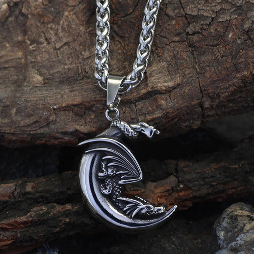 Dragon Claw Crescent Pendant Necklace