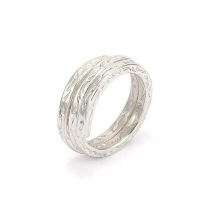 Hand Carved Leaf Pattern Ring