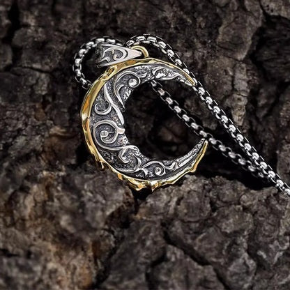 Wave Pattern Crescent Necklace
