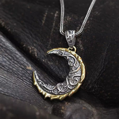 Wave Pattern Crescent Necklace