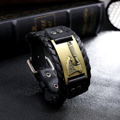 Viking Axe Norse Weapon Leather Bracelet