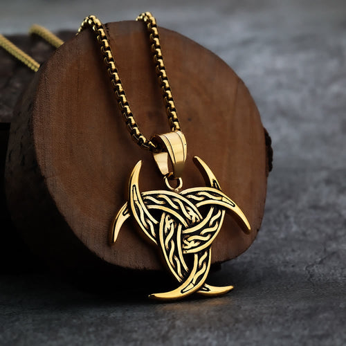 Triple Horn Of Odin Celtic Knot Necklace
