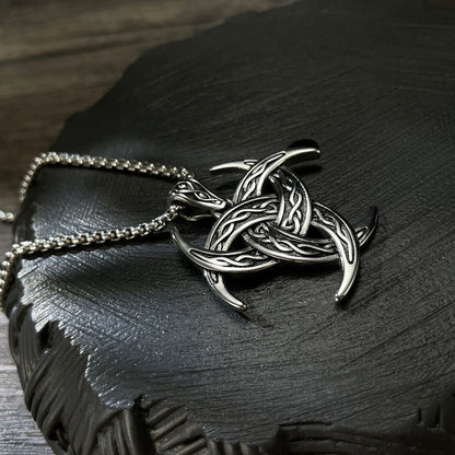 Triple Horn Of Odin Celtic Knot Necklace