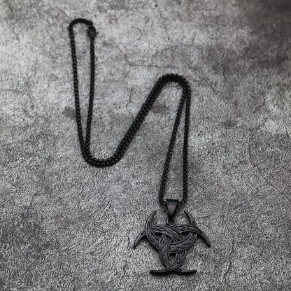 Triple Horn Of Odin Celtic Knot Necklace