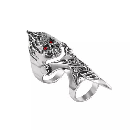 Norse Dragon Skull Full Finger Ring
