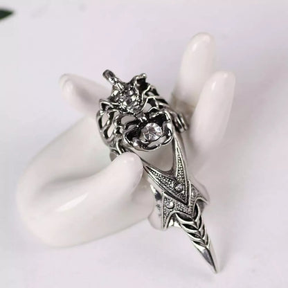Norse Dragon Skull Full Finger Ring