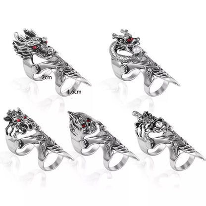 Norse Dragon Skull Full Finger Ring