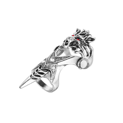 Norse Dragon Skull Full Finger Ring