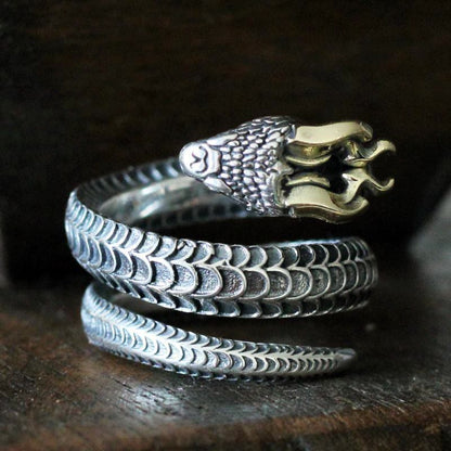 Vintage Dragon Horned Snake Ring