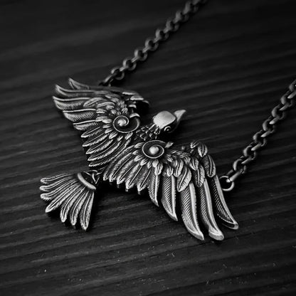 Viking Celtic Raven Bird Necklace