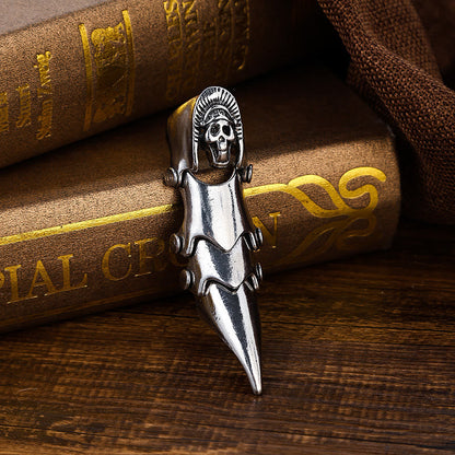 Long Finger Silver Double Loop Armor Ring