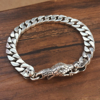 Snake Skull Cuban Link Bracelet