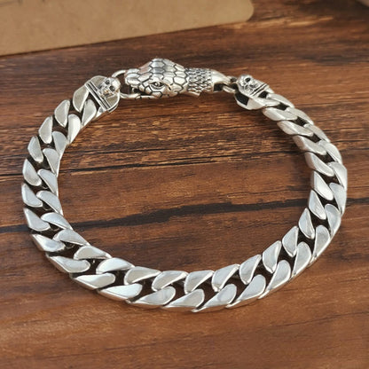 Snake Skull Cuban Link Bracelet