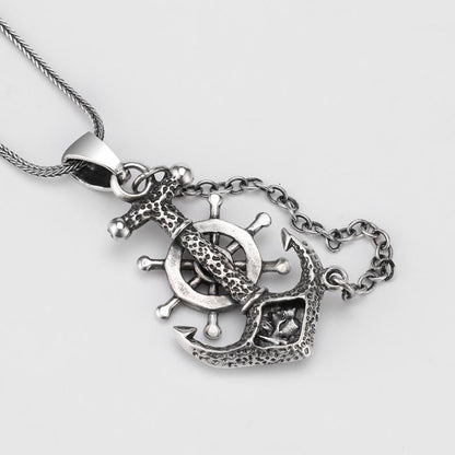Marine Anchor Wheel Necklace
