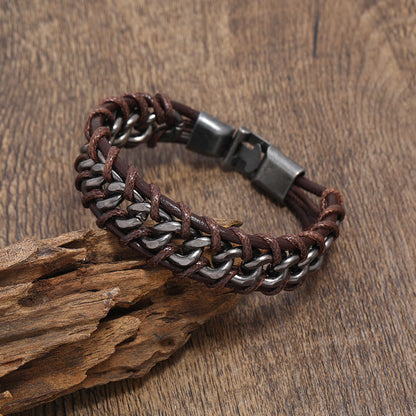 Leather Chain Woven Bracelet