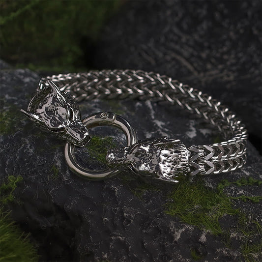 Fenrir's Bite - Stainless Steel Wolf Head Chain Pendant