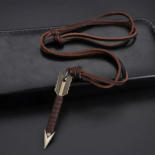 Vintage Arrow Finn Leather Necklace