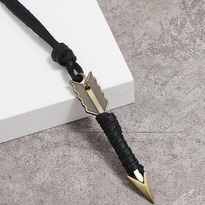 Vintage Arrow Finn Leather Necklace