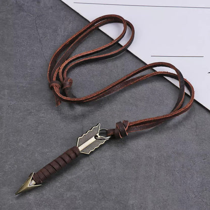 Vintage Arrow Finn Leather Necklace