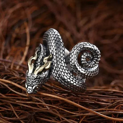 Retro Punk Snake Jormungandr Ring