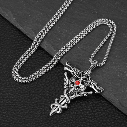 Retro Norse Dragon Cross Necklace