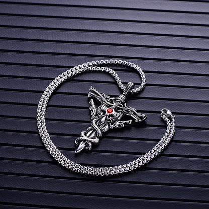 Retro Norse Dragon Cross Necklace
