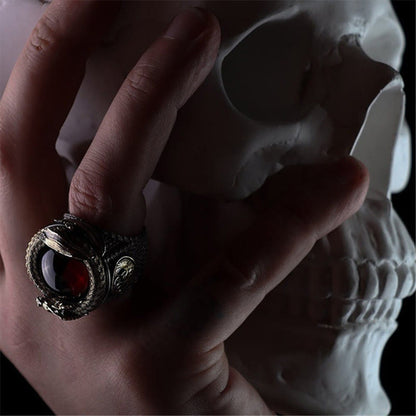 Viking Dragon Snake Jormungandr Inlaid Gem Ring