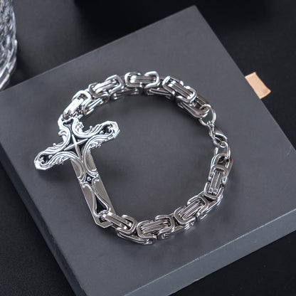 Byzantine Chain Cross Charm Bracelet