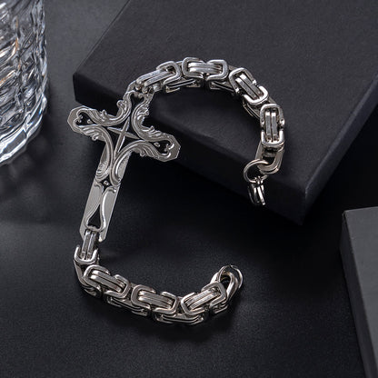 Byzantine Chain Cross Charm Bracelet