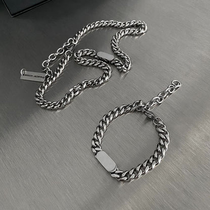 Polished Stainless Steel Cuban Chain Bracelet