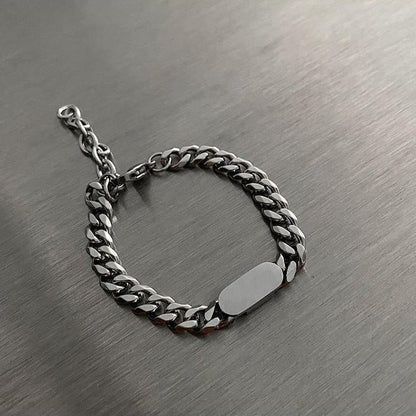 Polished Stainless Steel Cuban Chain Bracelet