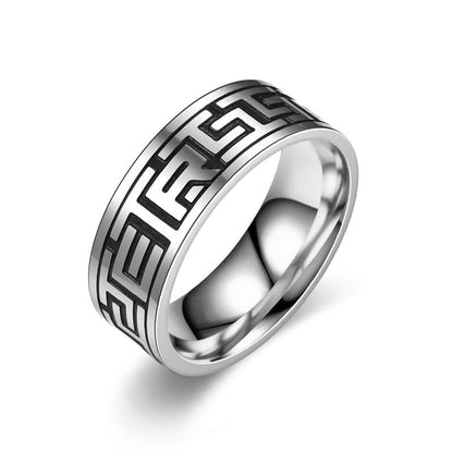 Retro Engraved Stainless Steel Band Ring