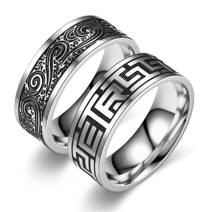 Retro Engraved Stainless Steel Band Ring