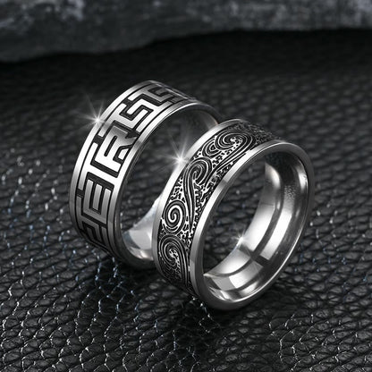 Retro Engraved Stainless Steel Band Ring