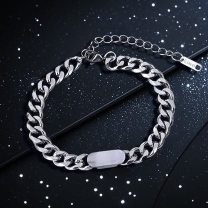 Polished Stainless Steel Cuban Chain Bracelet