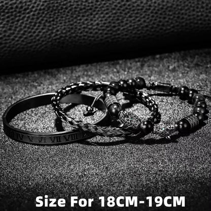 Double Leopard Head Roman Numerals Beaded Bracelet