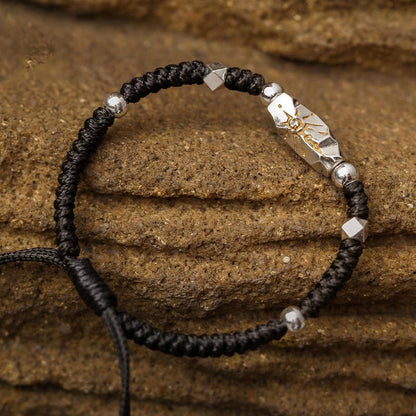Handcrafted 925 Silver Wish Emblem Hammered Bracelet