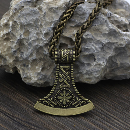 Hand-Forged Pirate Viking Axe Rune Necklace