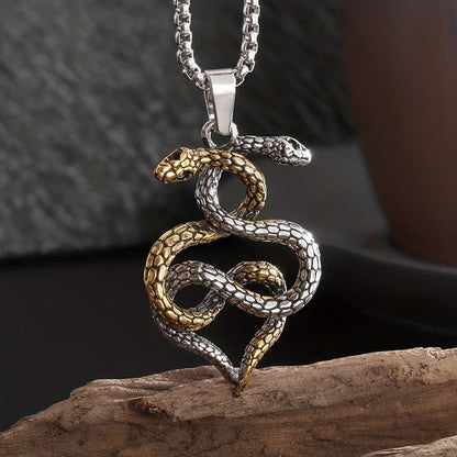 Dual Toned Intertwined Snake Amulet Necklace