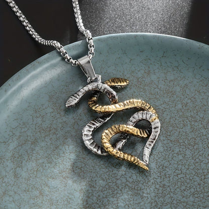 Dual Toned Intertwined Snake Amulet Necklace