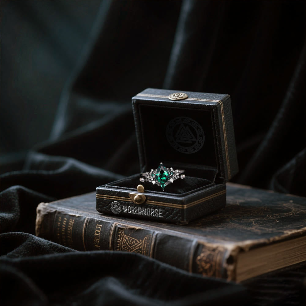 Nordic Floral Alexandrite Ring Set