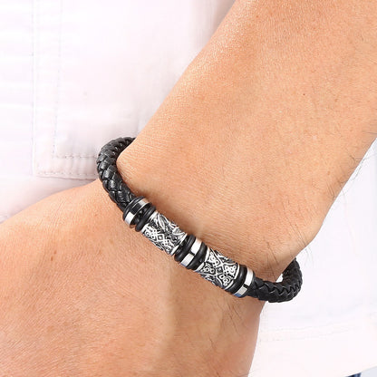 Vintage Celtic Knot Bead Leather Bracelet
