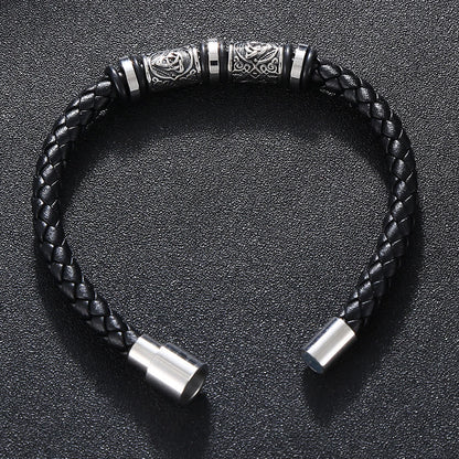 Vintage Celtic Knot Bead Leather Bracelet