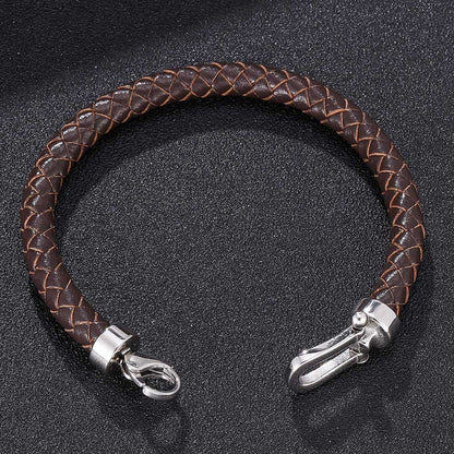 Lobster Claw Clasp Braided Leather Bracelet