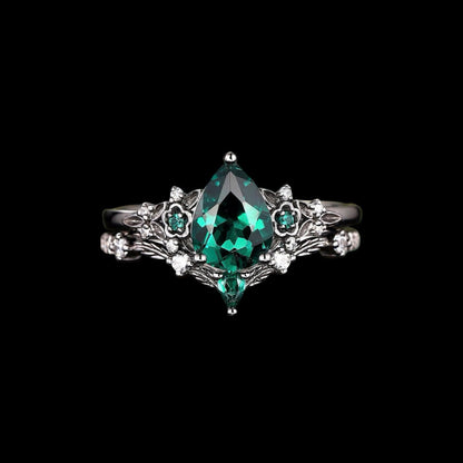 Nordic Floral Alexandrite Ring Set